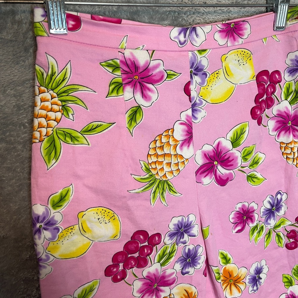 Briggs Women Hawaiian Cropped Pedal Pusher Pant 4P Floral Pineapple Preppy Fruit